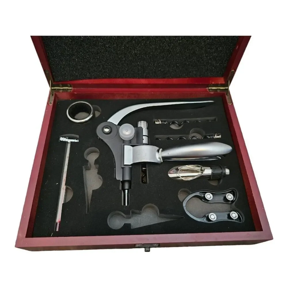 Professional Rabbit Wine Opener Set 7 Piece Kit in Cherry‎ Wood Presentation Box